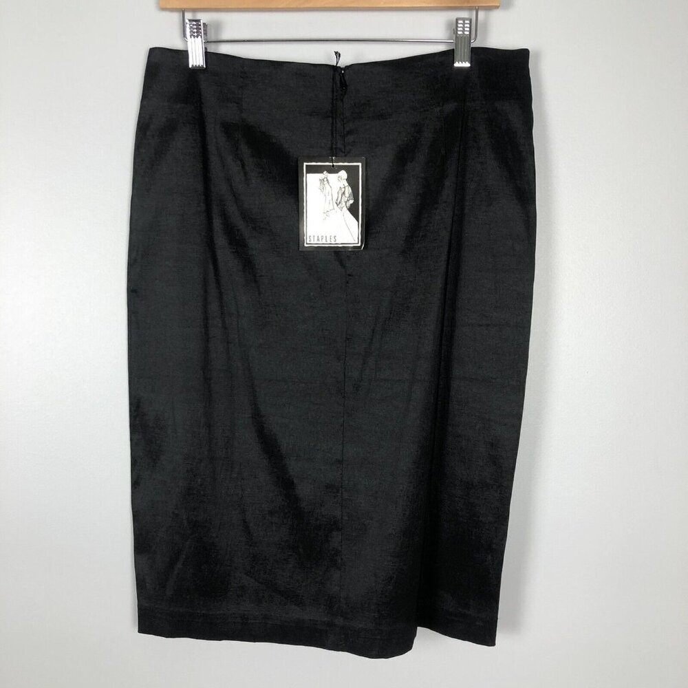 Staples Black Linen Blend Dressy Pencil Skirt US Size 14 $99 NWT